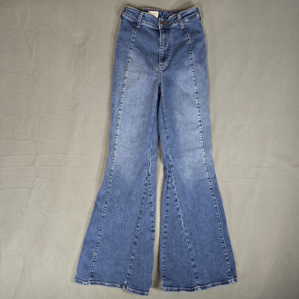 Pilcro Anthropologie Jeans Womens 27 Blue Front Seam Flare Bell Bottom High Rise